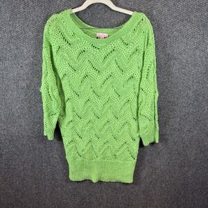 Lilly Pulitzer Larissa Open Ribbon Knit Sweater Green Women's M/L Lightweight